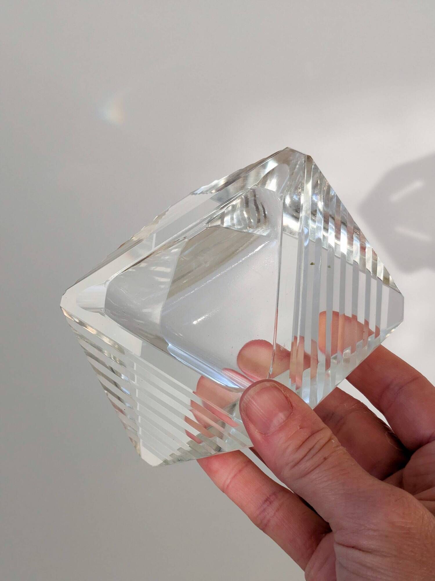 Ashtray pocket tray faceted glass Murano Midcentury style