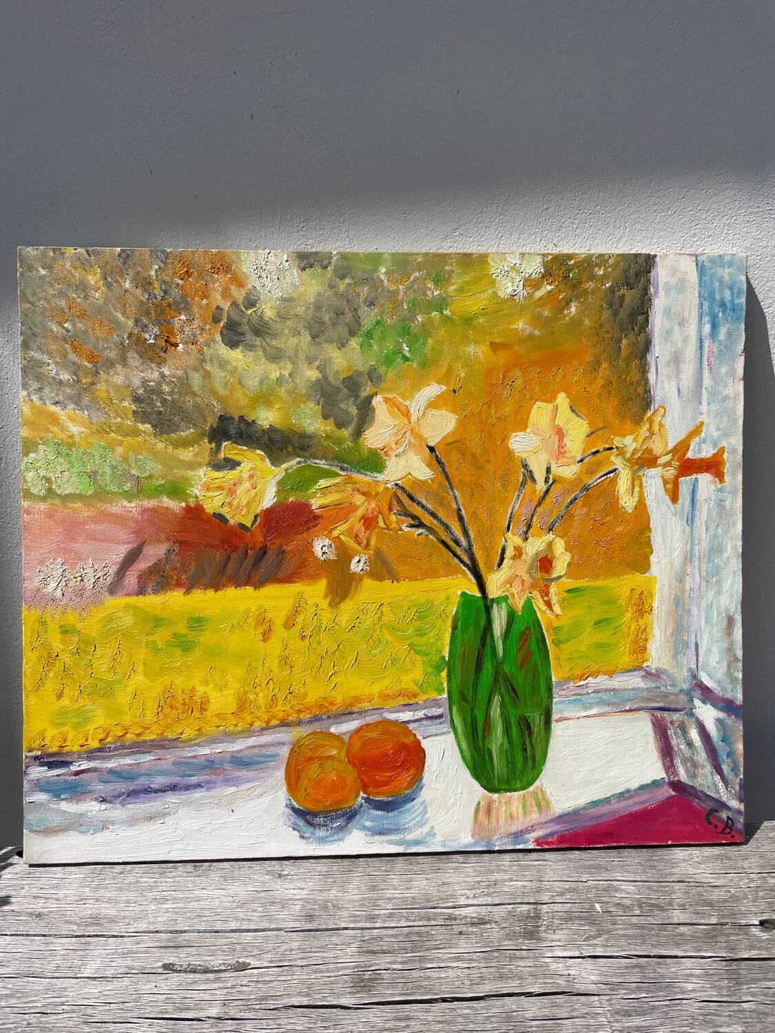 Still life painting with bouquet oil on canvas