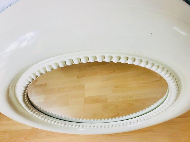 American beige round wall mirror 1970