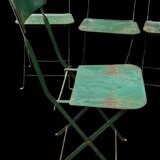 Lot de 8 chaises pliantes industrielles en métal peint vert