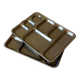 Set of two stainless steel dining trays