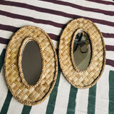 2 mirrors in natural basketry, 49x30 cm