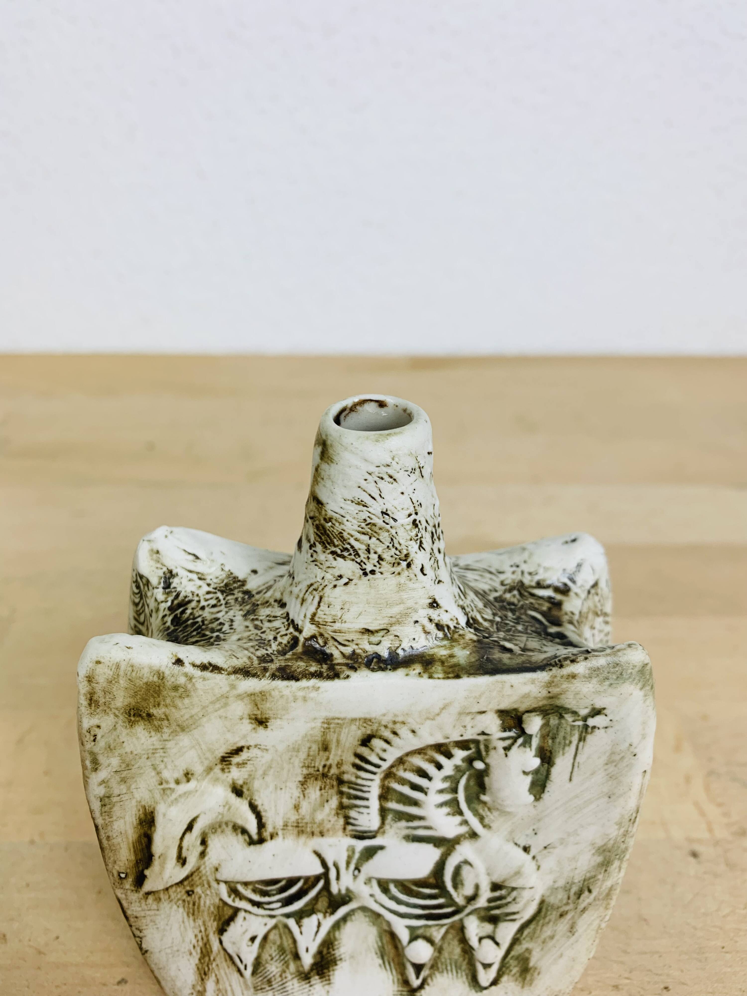 Ceramic vase with horses, vintage