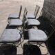 6 wrought iron chairs with fabric seats