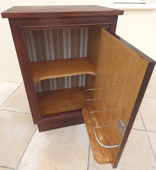 Bar furniture year 1940 inside veneered in light wood with linen canvas