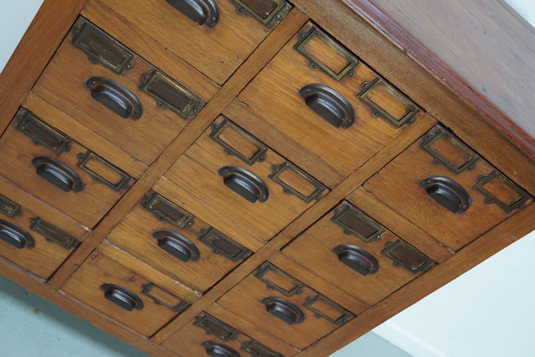 Vintage Dutch Teak Apothecary / Filing Cabinet, 1930s