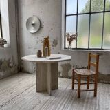 Octagonal travertine coffee table