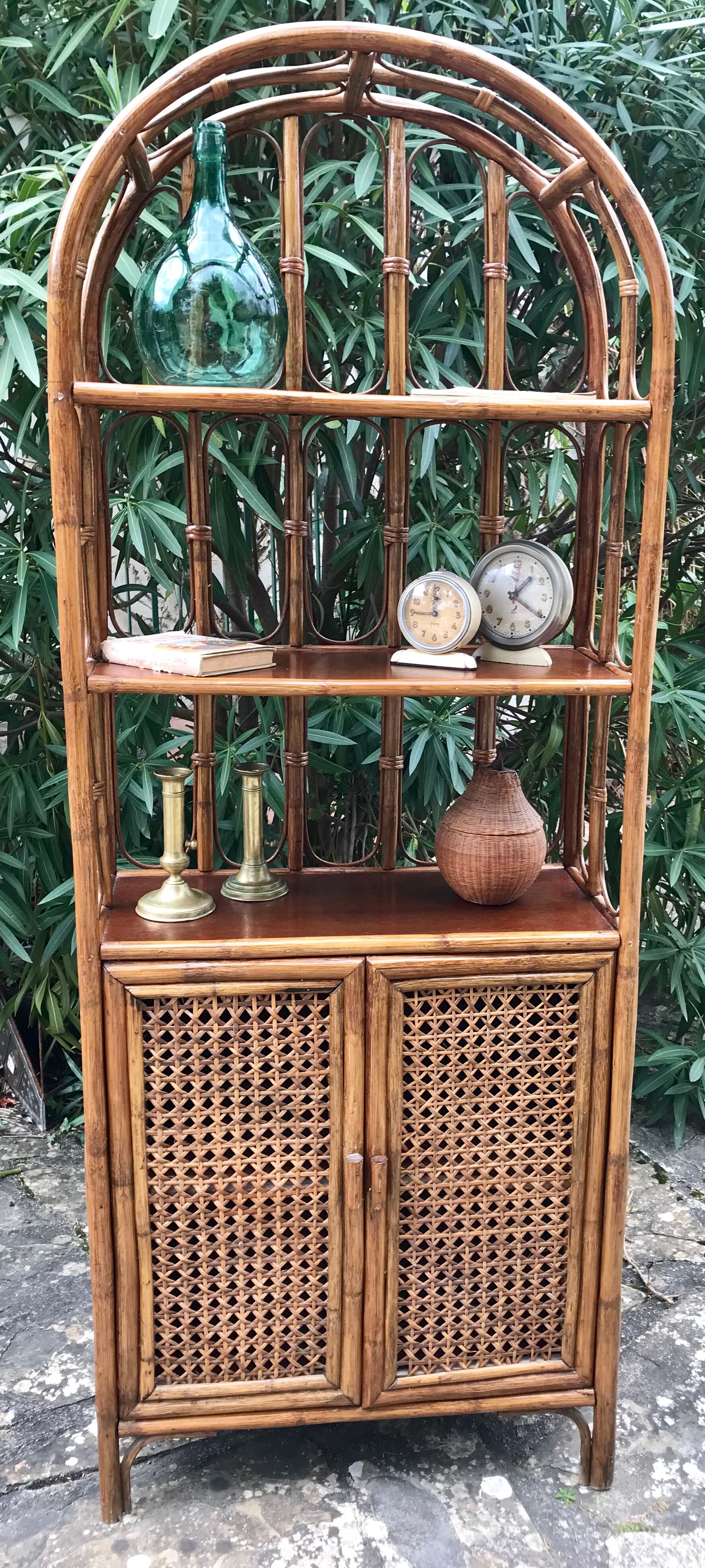 Vintage rattan bookcase