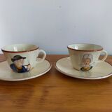 Vintage saucer cups in Breton earthenware