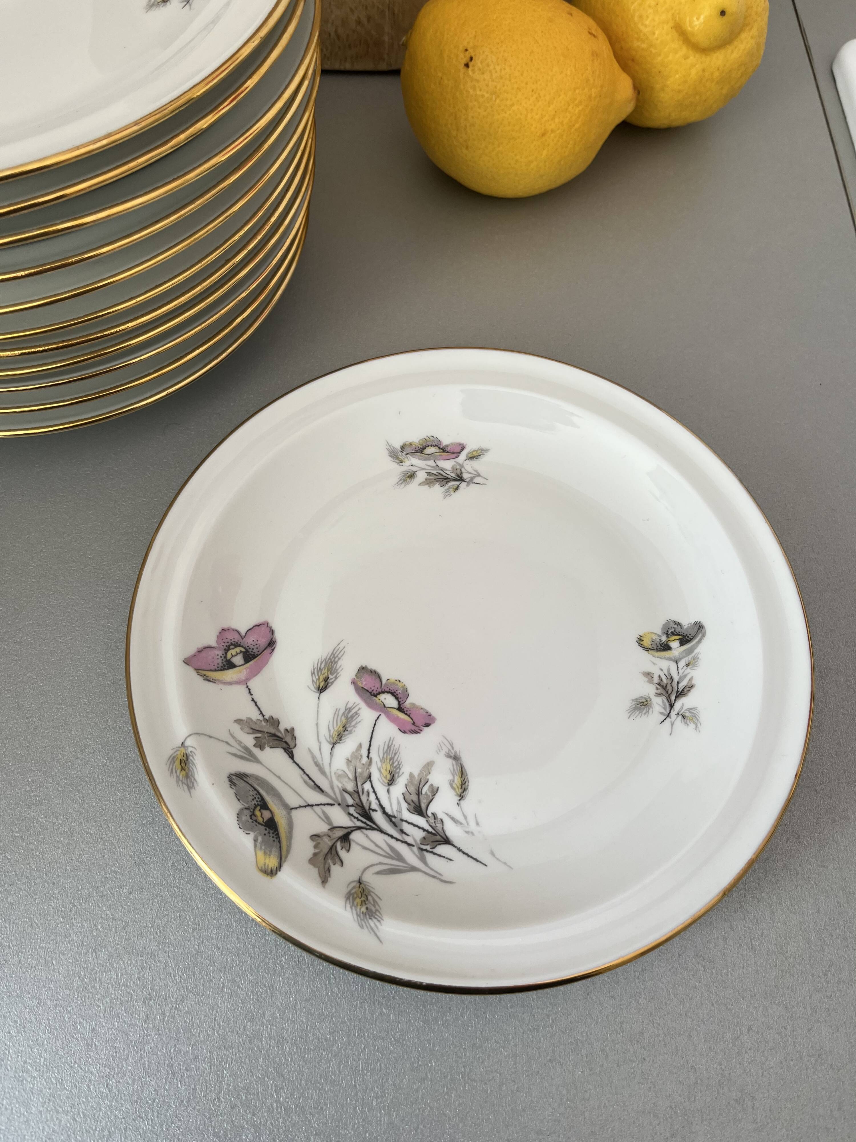Dessert plates porcelain floral decoration