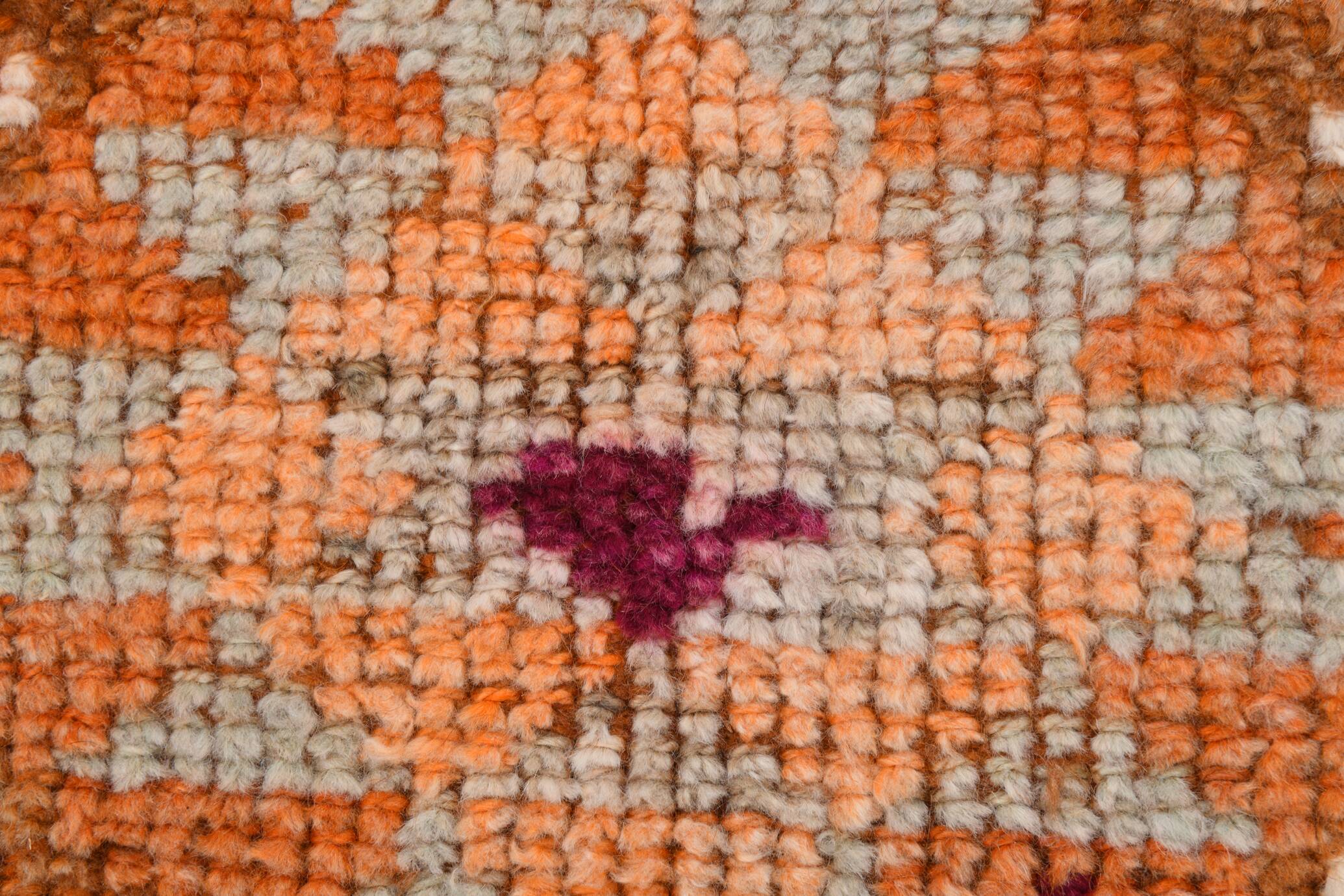 Brunt Orange Turkish Vintage Runner Rug, 85x388Cm