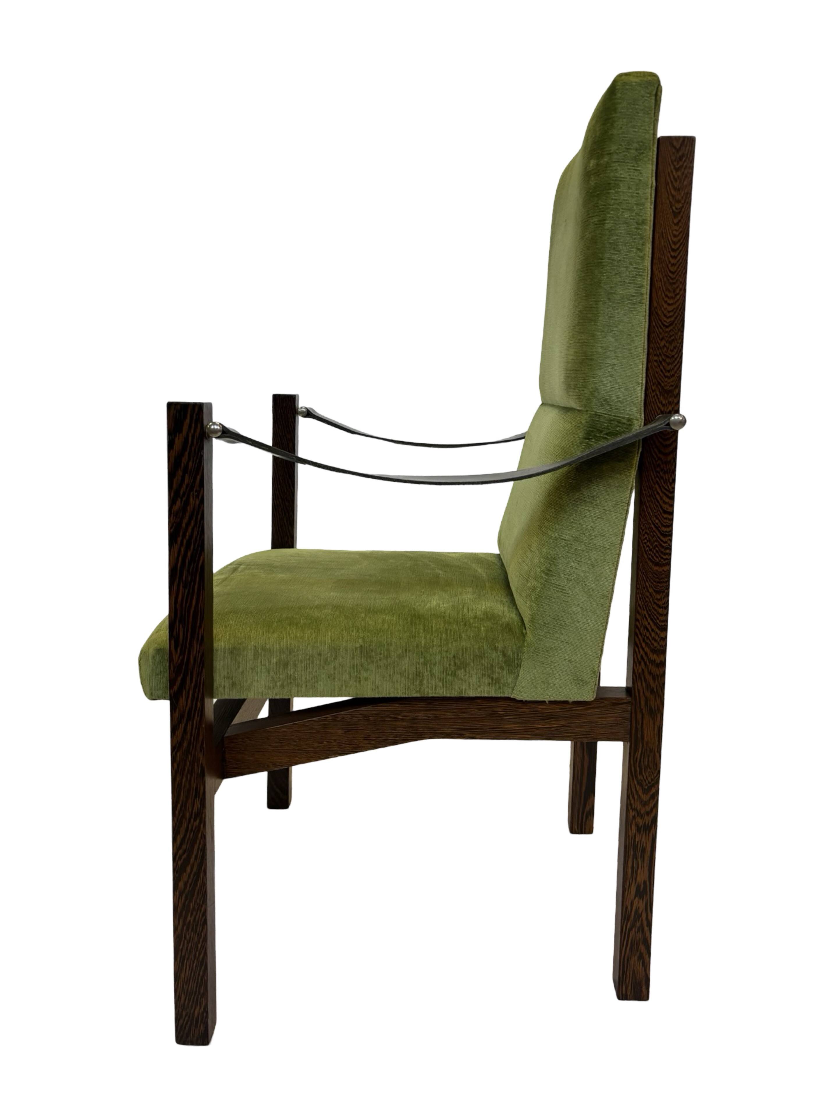 Vintage armchair solid wenge design 60s leather armrests design