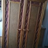Wardrobe in rattan, caning and velvet