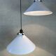2x vintage white metal pendant lamps – 1980s