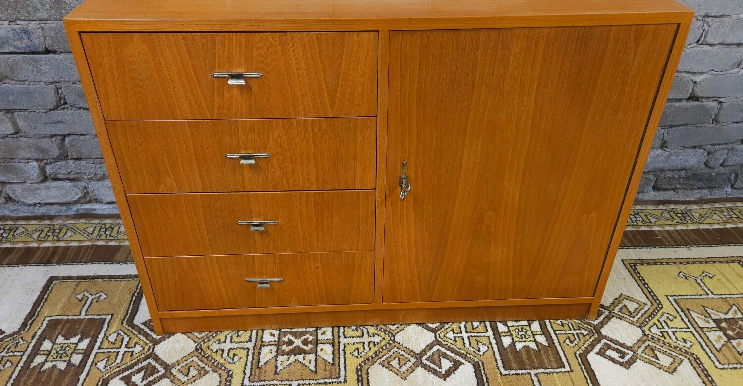Vintage 1960s 4-drawer, 1-door cabinet
