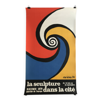 Alexander calder, sculpture in the city, reims, 1970. original poster in mourlot lithograph