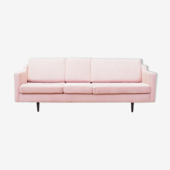 Pink velvet sofa, Danish design, 80's, production: Denmark