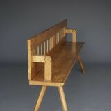 Scandinavian pine bench with turnable backrest, 1890s