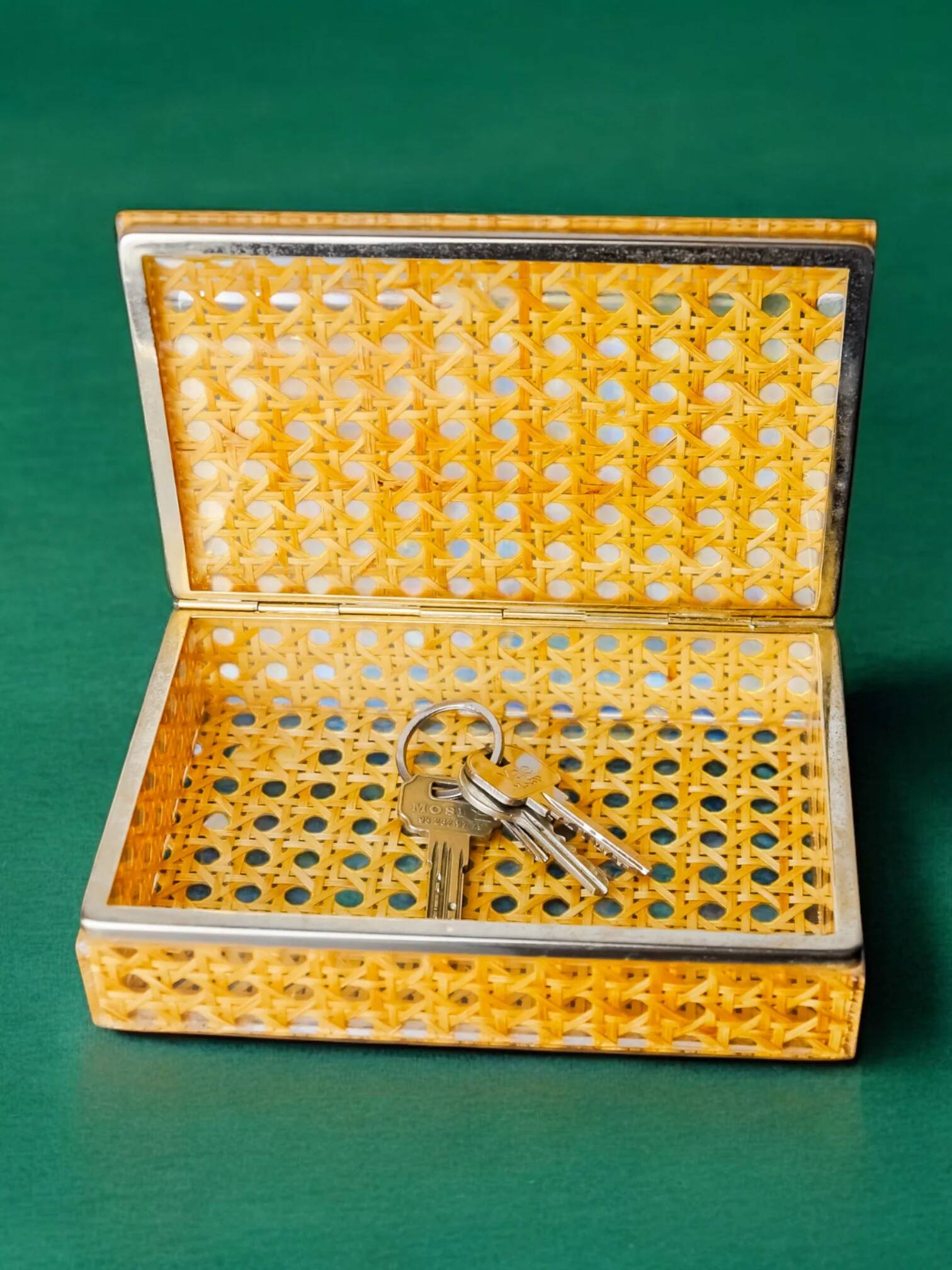 Lucite & rattan vanity box, Christian Dior style, circa 1970s