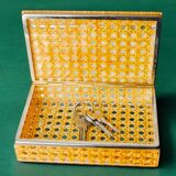 Lucite & rattan vanity box, Christian Dior style, circa 1970s