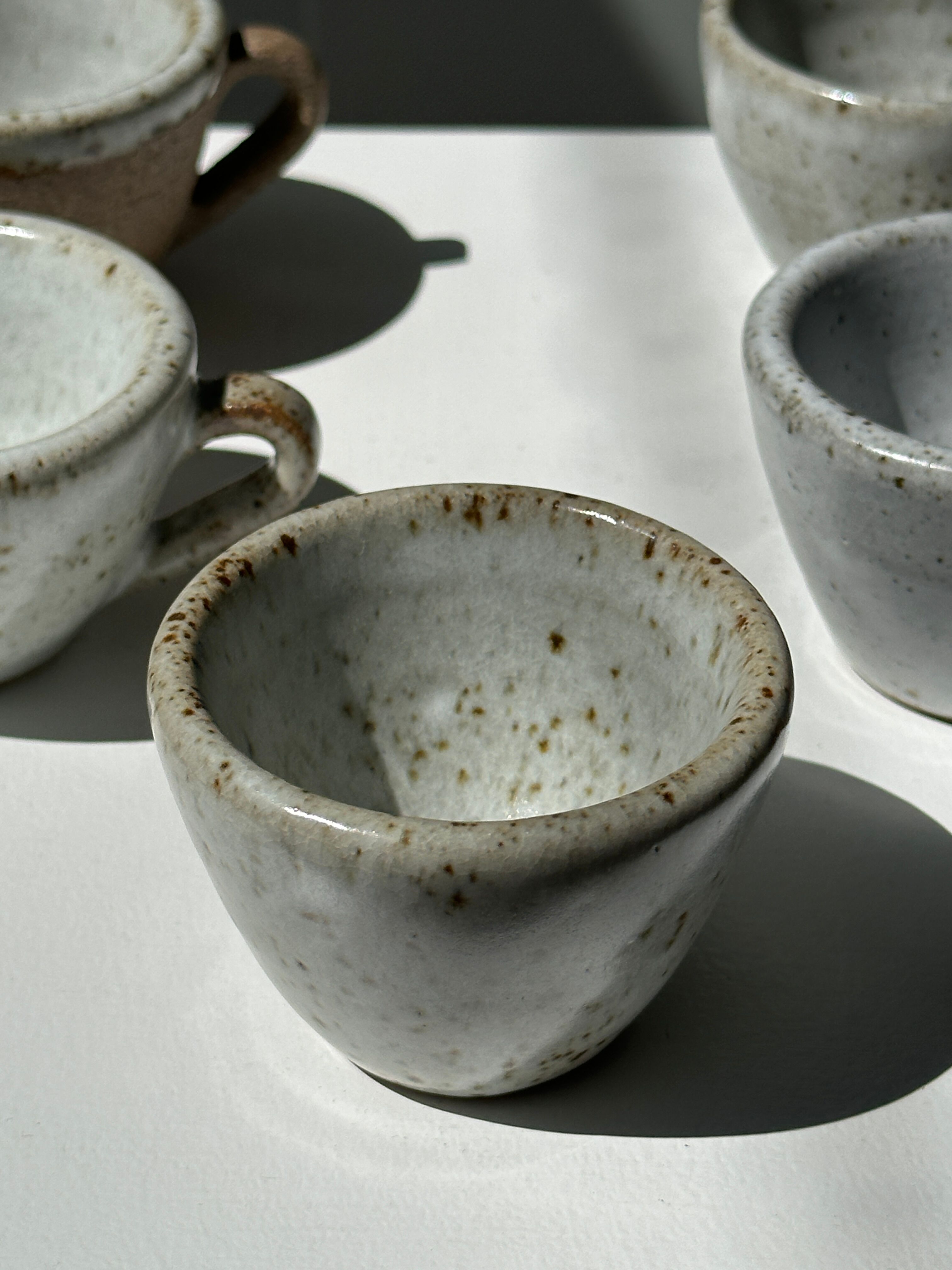 Set of 5 Indonesian ceramic handle coffee cups