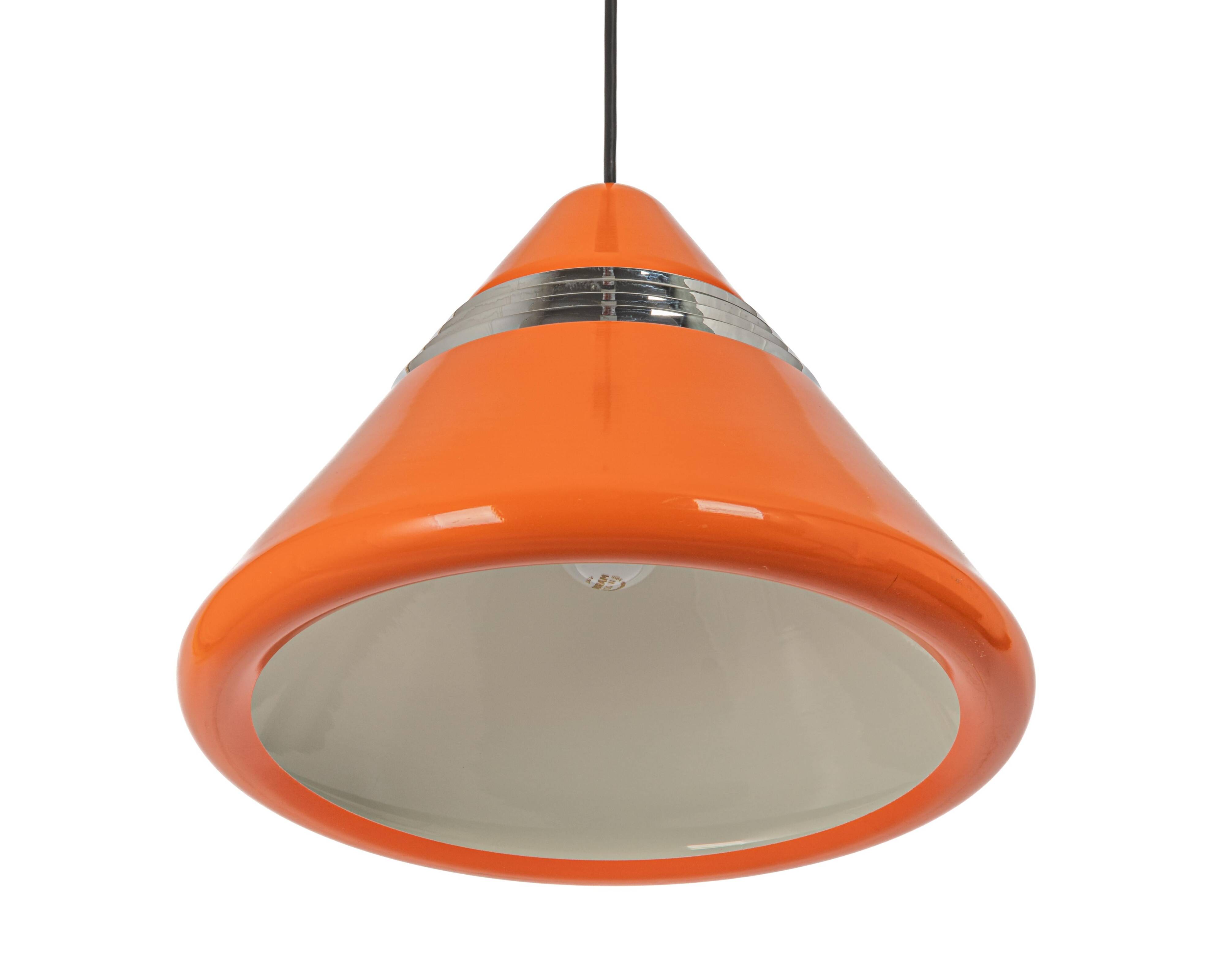 Large orange pendant light designed by Kazuo Motozawa, Staff, 1970s