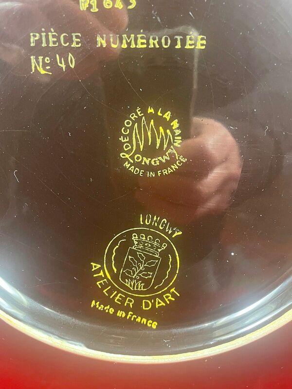 Plat n° 40 en emaux de longwy l'arbre aux oiseaux mp chevallier 37 cm