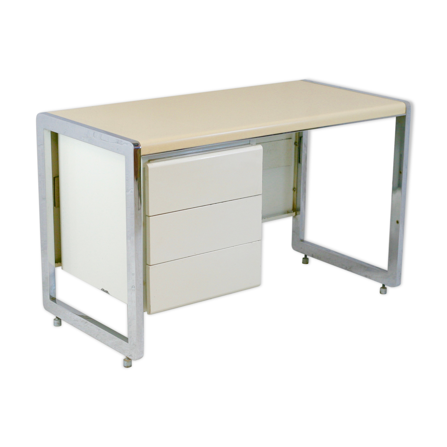 Bureau "space age". Acier laqué, acier chromé. France, circa 1970