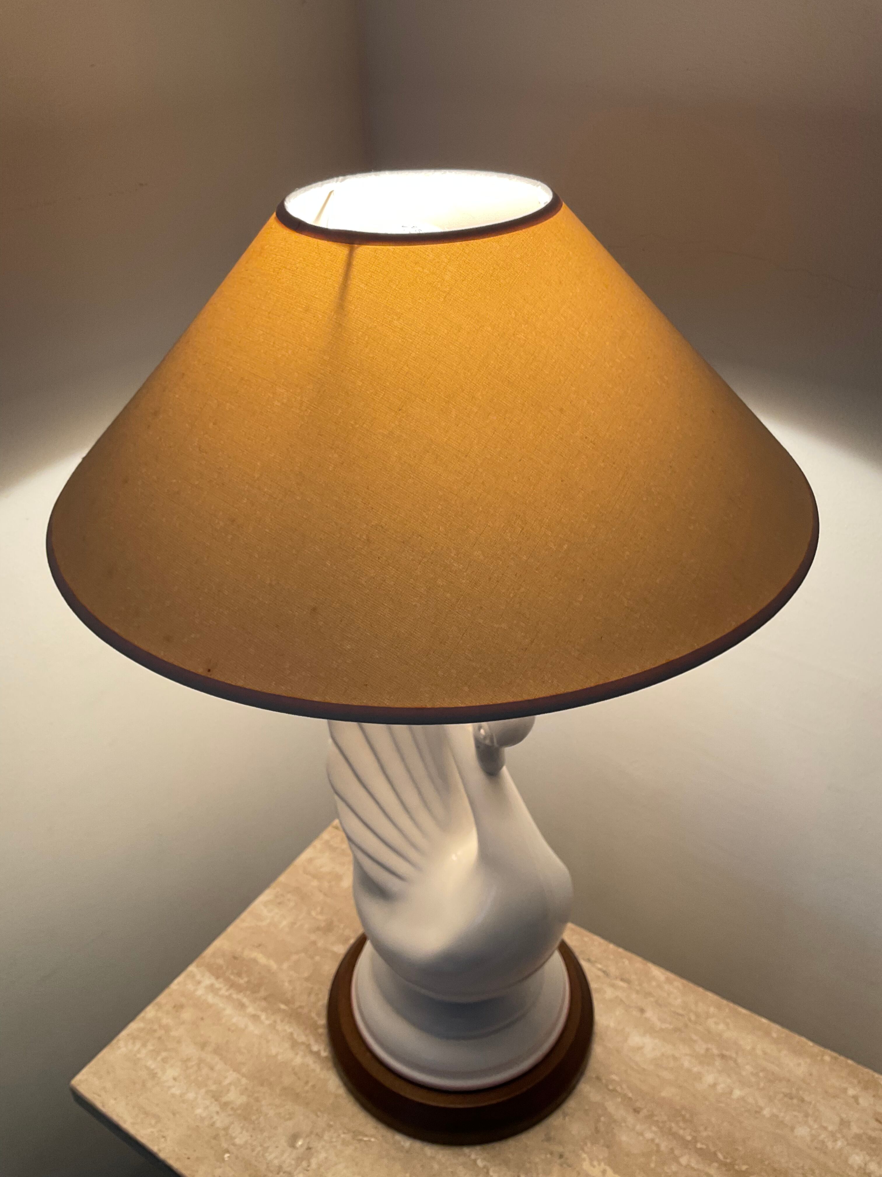 Vintage ceramic swan lamp from the 70s