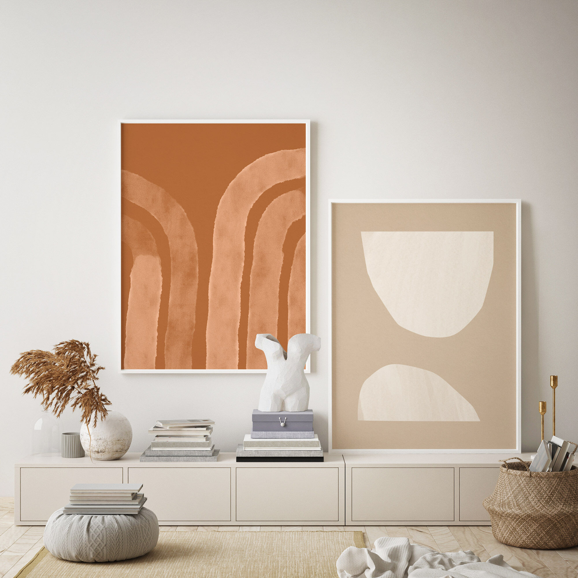 Pair of giclee prints, abstract wall art set of two, 50x70cm
