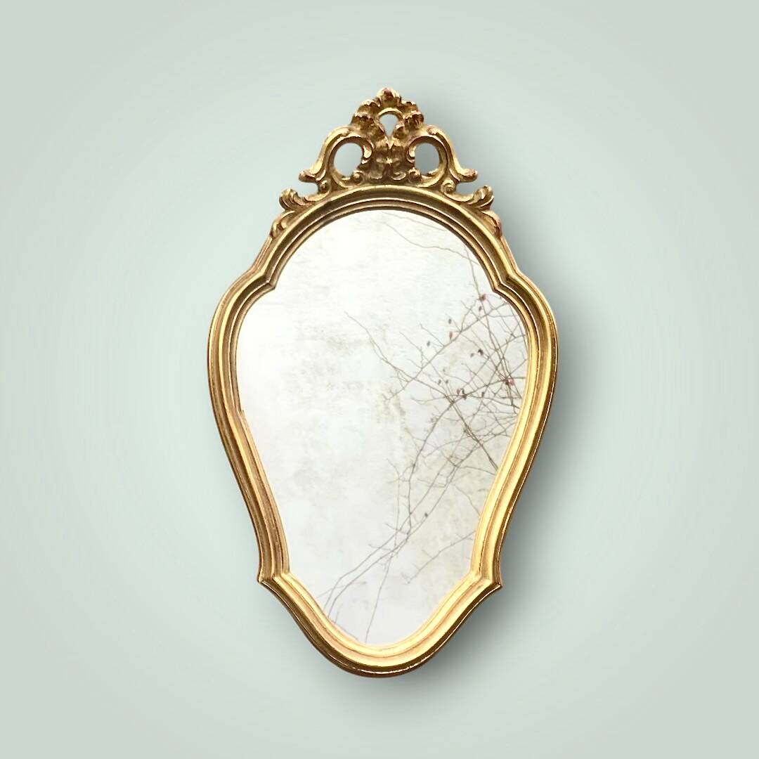 Deknudt Mirror - Vintage Rococo Mirror in Golden Resin - 1970s
