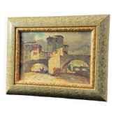 Painting signed Louis PASTOUR 1876-1948 View of the bridge of Sospel (Provence)