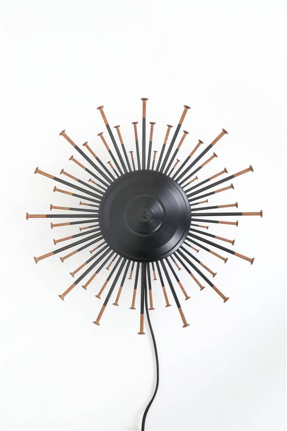 Rare large Dantoft “Sunburst” wall lamp / black / copper / mid-century design / 1960s
