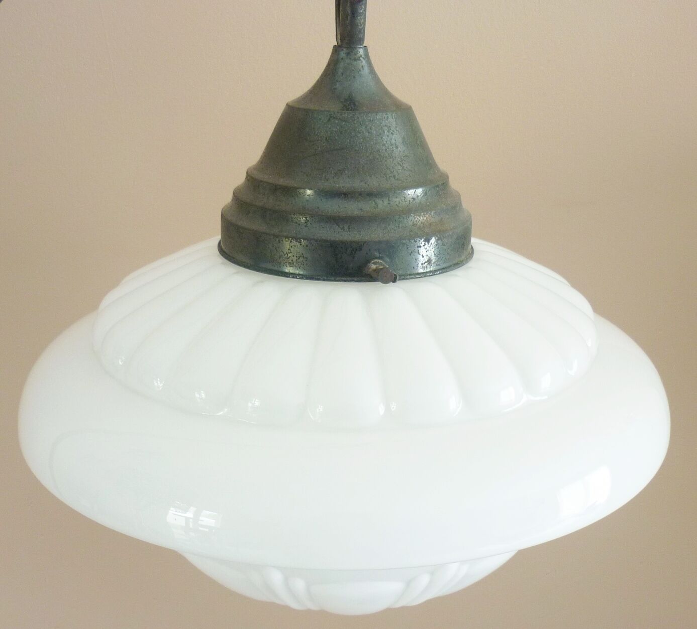 Pendant lamp, lamp, old globe opaline glass, geometric shapes, art deco, 1930