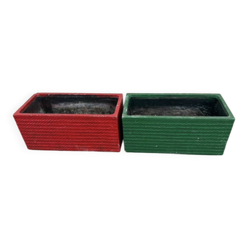 2 jardinières rouge/vert