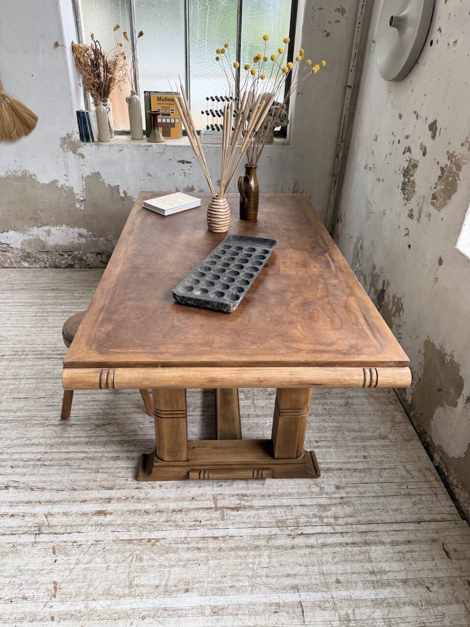 Table de repas chêne 1940 Dudouyt 240cm