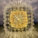 Vintage globe wall or ceiling light in transparent molded glass