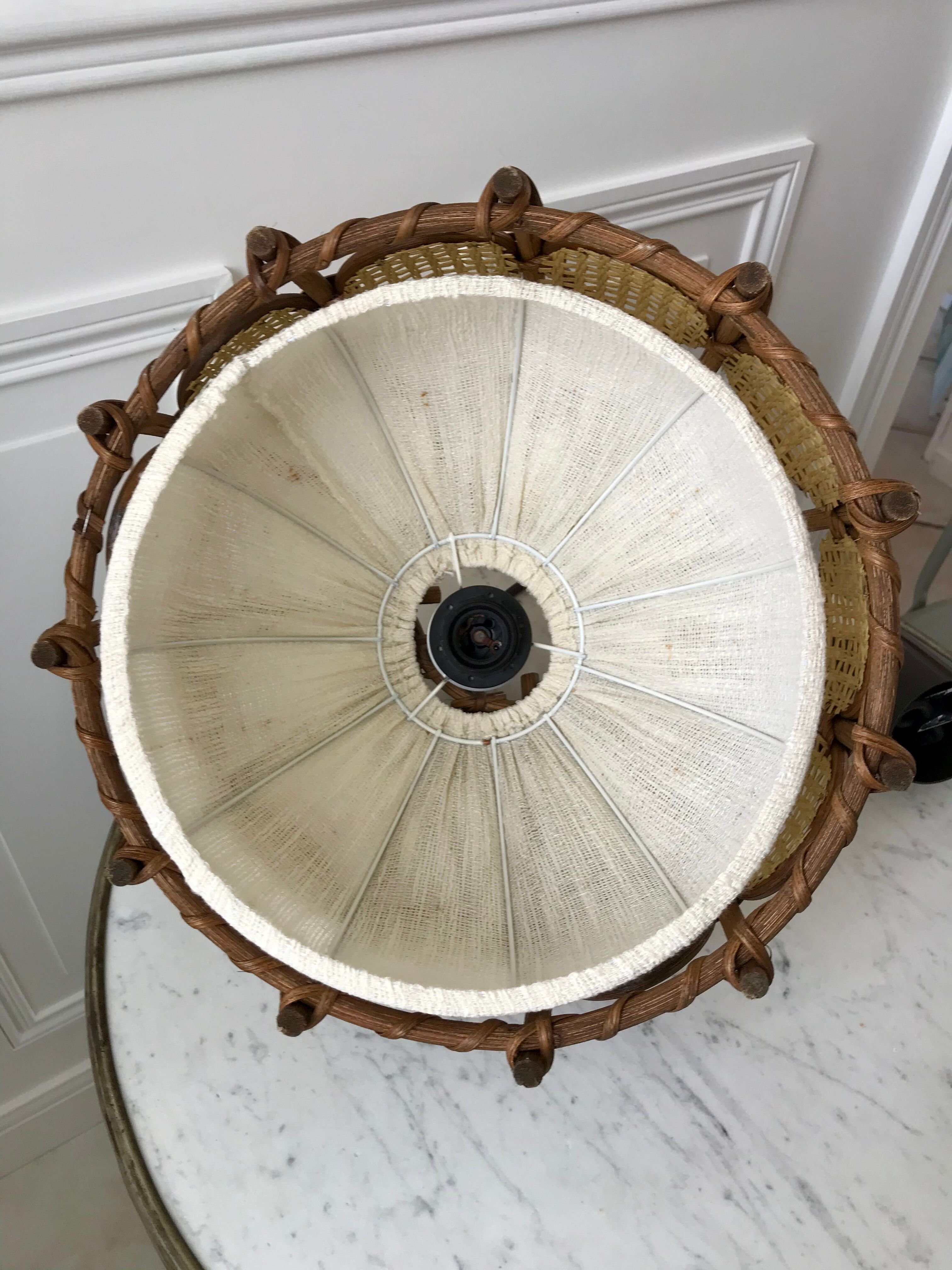 Scandinavian suspension in rattan canvas and canning 60s-70s