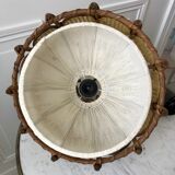 Suspension scandinave en rotin toile et cannage années 60-70