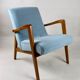 Vintage blue grey velvet lounge chair, 1970s