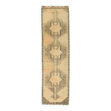 Tapis de couloir turc en laine fait main, années 1970