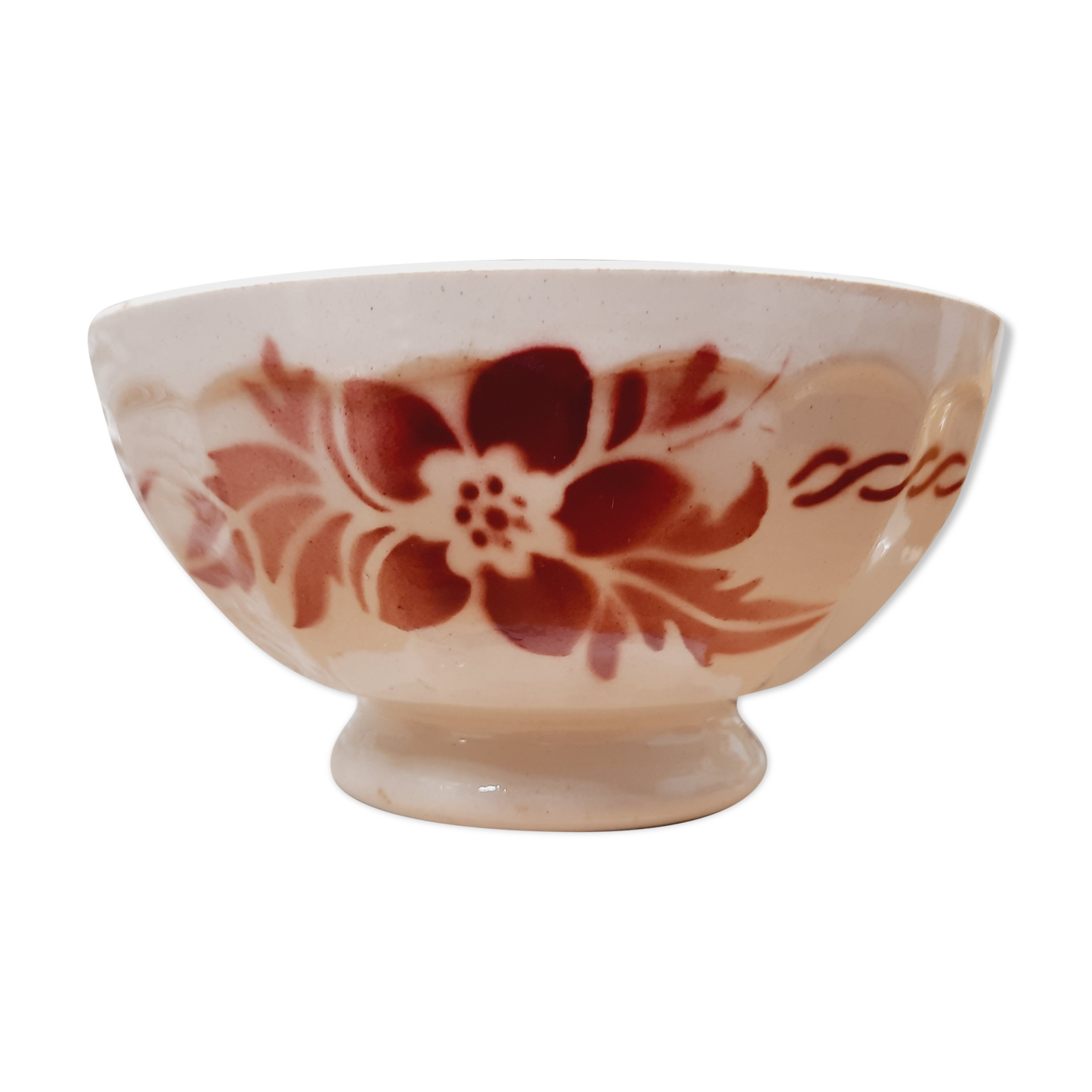 Faceted bowl pink flowers