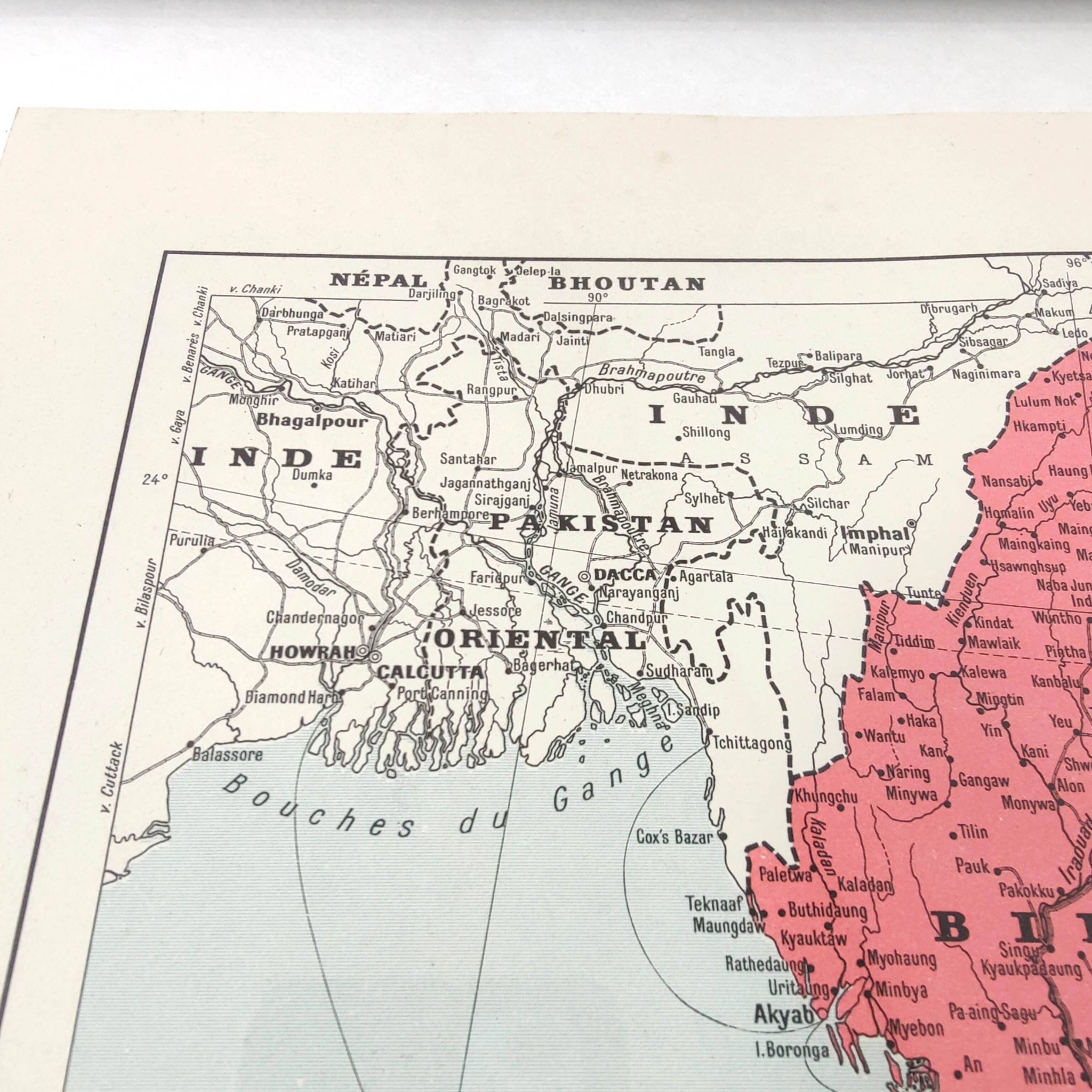 Old map of Indochina Asia 43x43cm from 1950