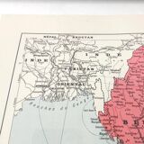 Old Indochina Asia map 43x43cm from 1950
