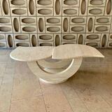 Travertine table with two turntables