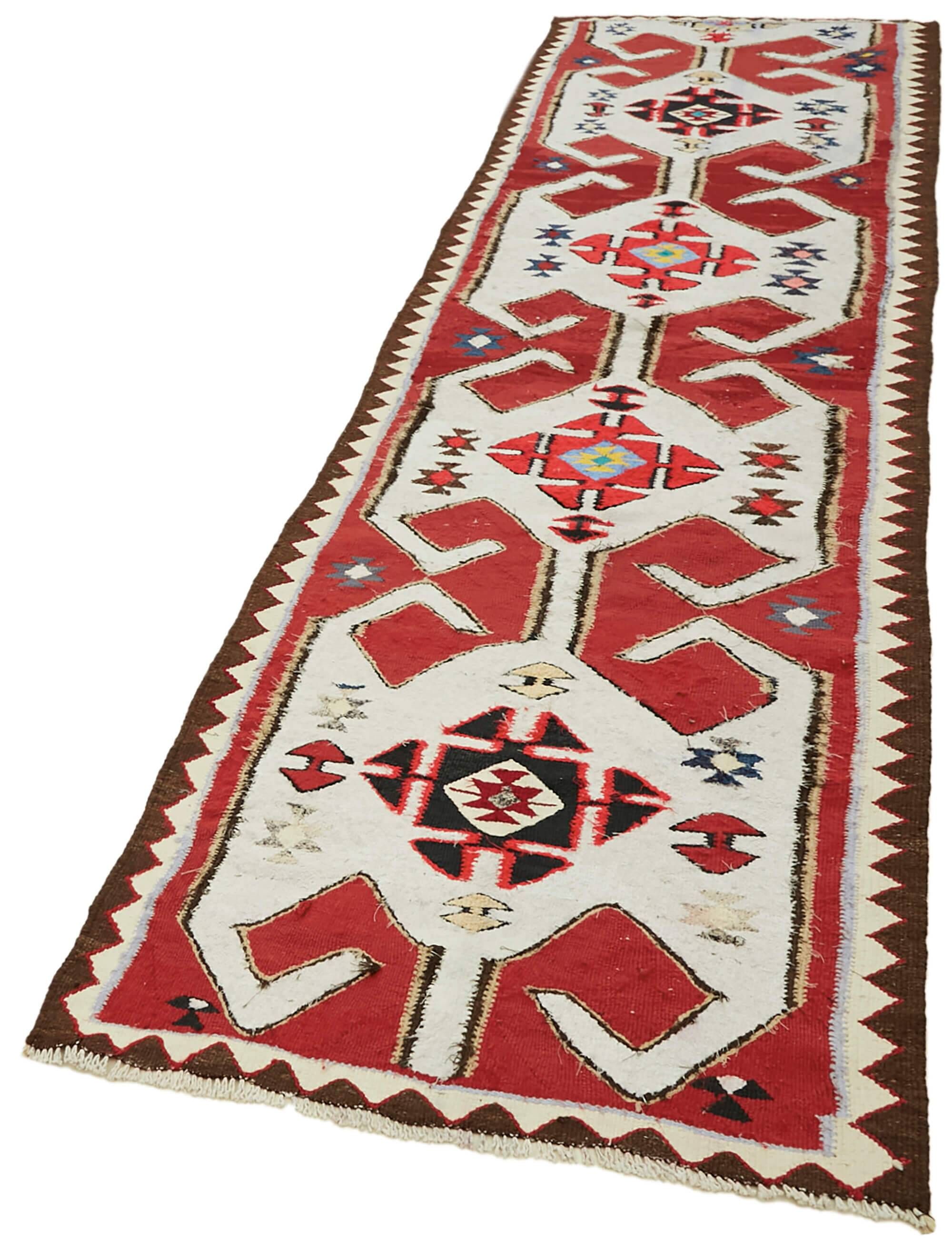 Turkish Handwoven Vintage Herki Kilim 96 cm x 332 cm