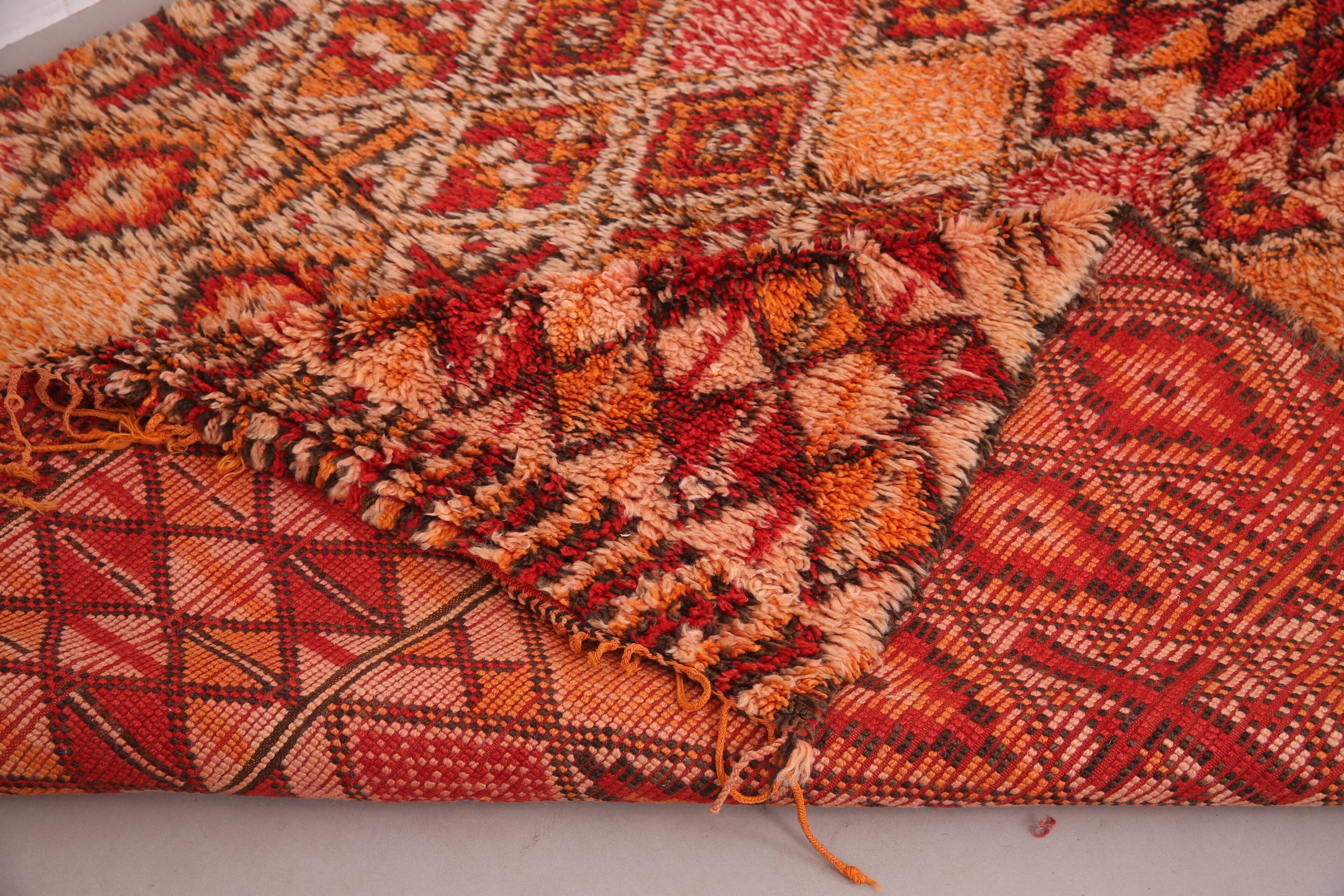 Tapis marocain vintage rare 203 x 392 cm - Tapis en laine berbère - Tapis ancien fait à la main