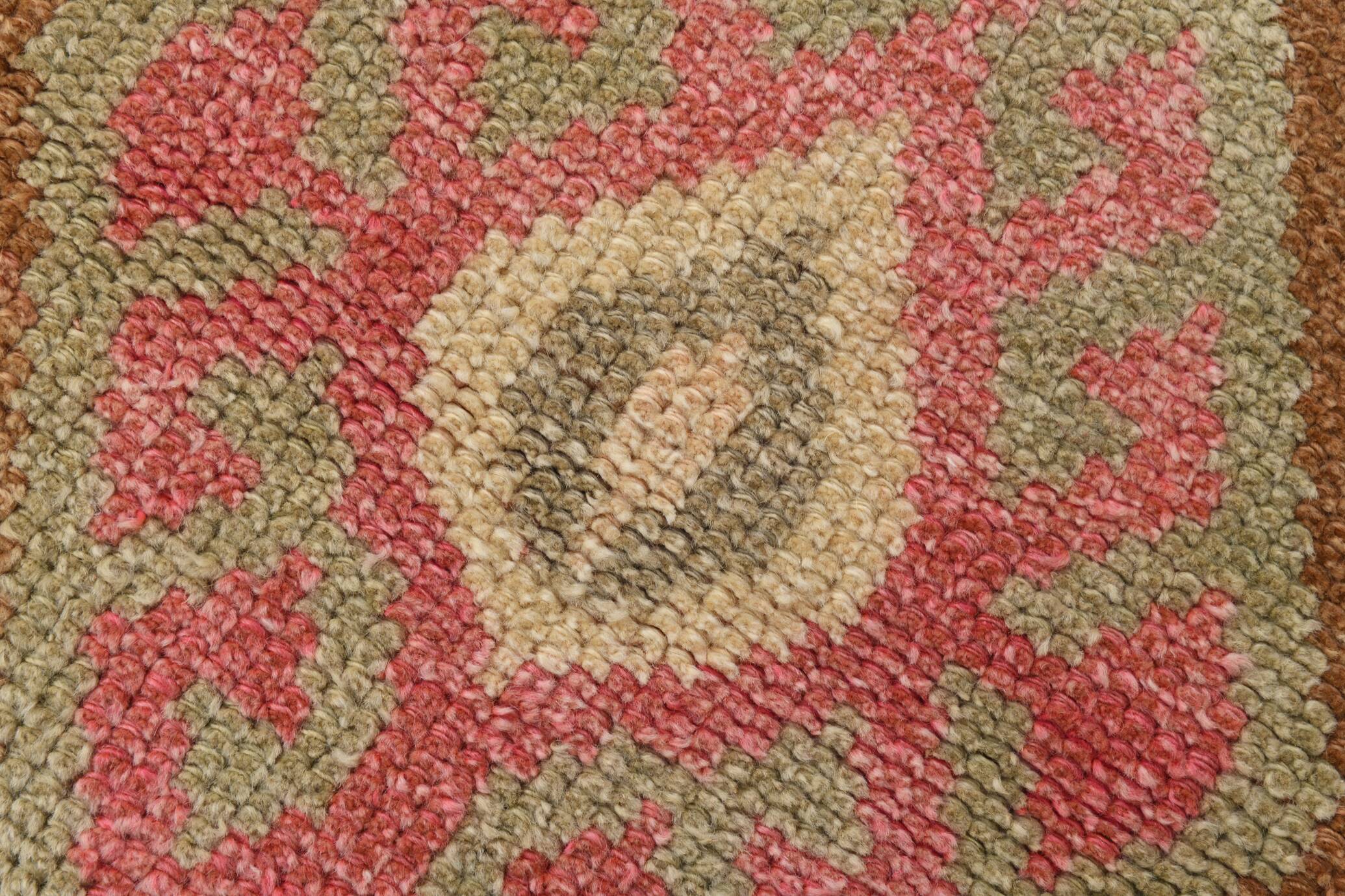 Taupe & Dusty Pink Vintage Carpet For Hallway, 83x308 Cm