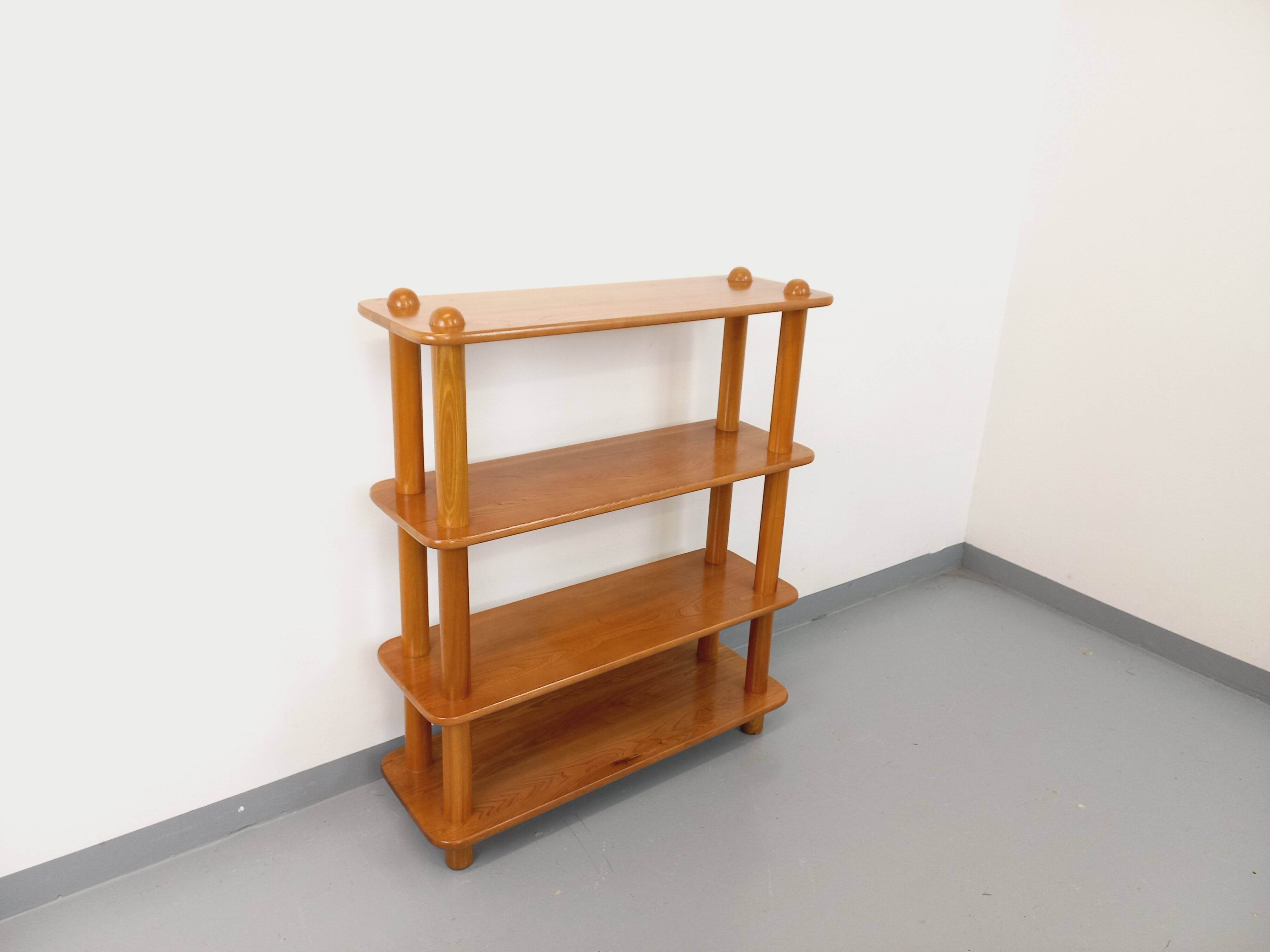 Bibliothèque étagère vintage en orme des années 80