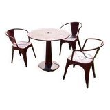 Xavier Pauchard for Tolix table G and 3 chairs A56